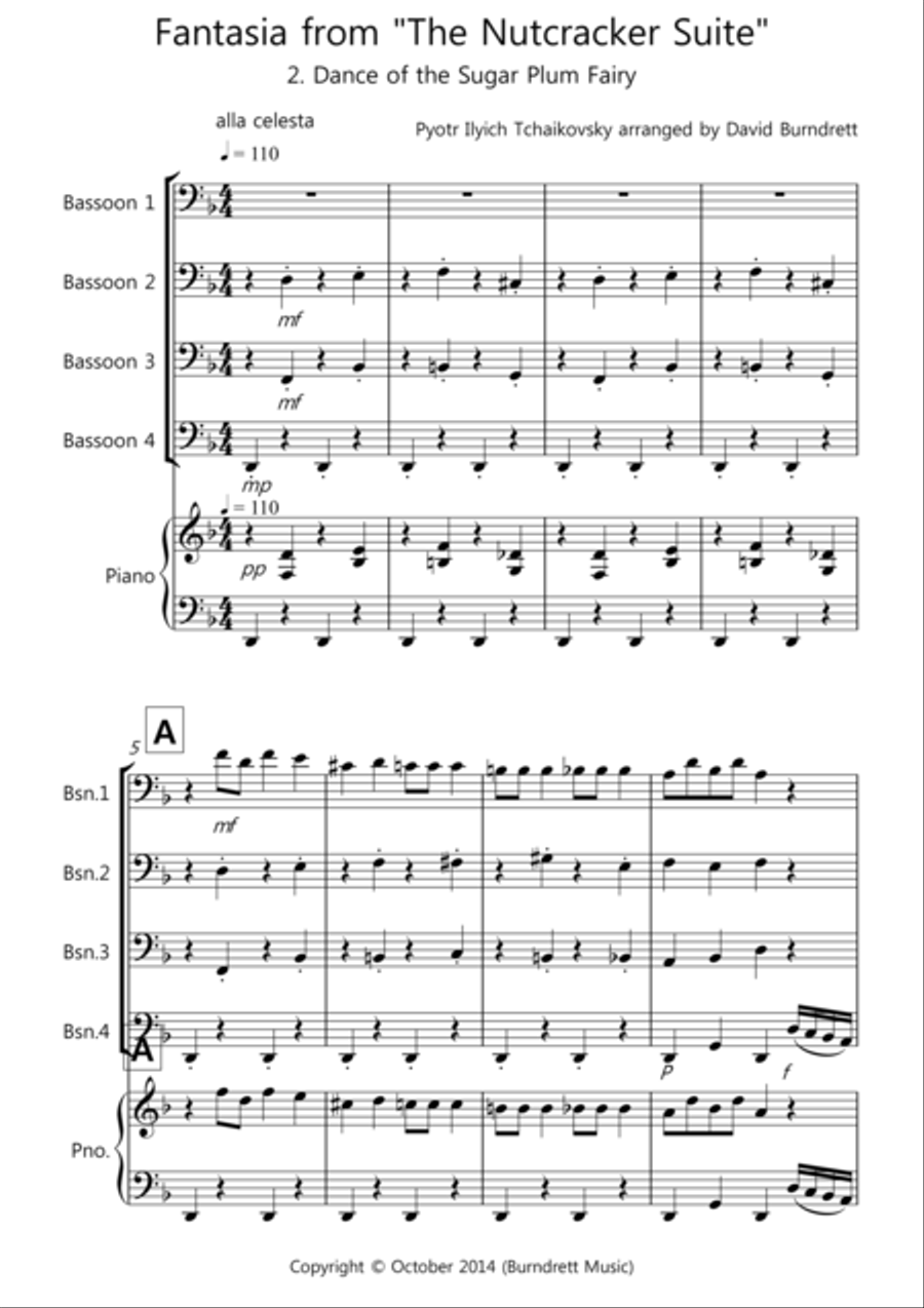 Dance of the Sugar Plum Fairy (fantasia from Nutcracker) for Bassoon Quartet Bassoon Quartet scores gallery preview page 1