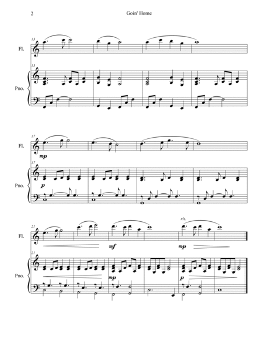 Goin' Home - Largo from New World Symphony (Flute Solo with Piano Accompaniment) Flute Solo scores gallery preview page 2