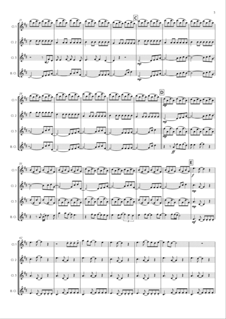 Don't Stop Believin' Clarinet Quartet scores gallery preview page 3