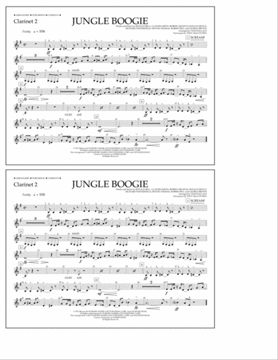 Jungle Boogie - Clarinet 2 Marching Band scores gallery preview page 1