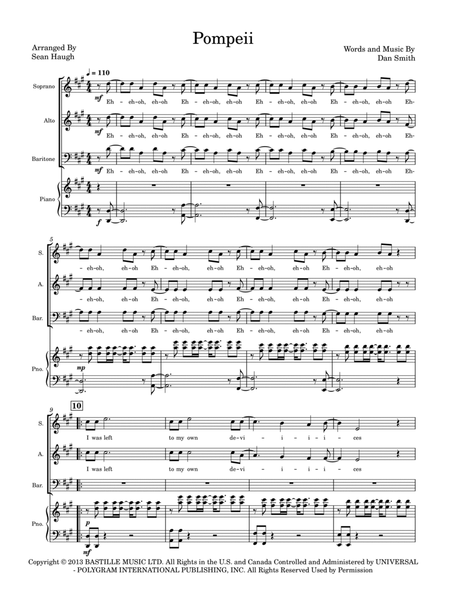 Pompeii Pompeii 3-Part scores gallery preview page 1