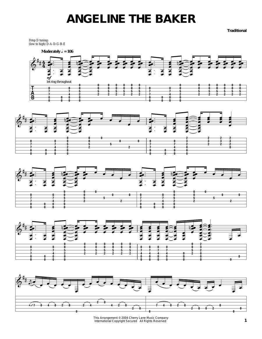 Angeline The Baker Angeline The Baker Acoustic Guitar scores gallery preview page 1