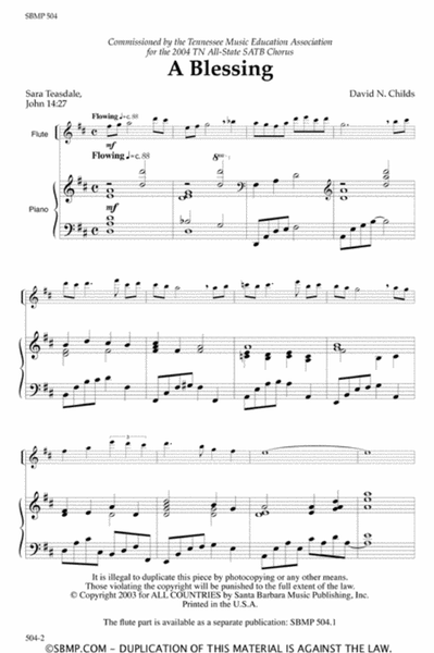 A Blessing - SATB Octavo image number null