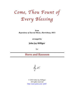 Come, Thou Fount of Every Blessing for Horn and Bassoon