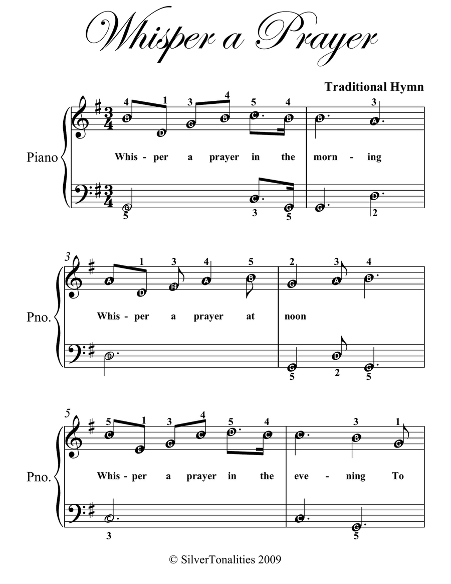 Whisper a Prayer Easy Piano Sheet Music Easy Piano scores gallery preview page 2
