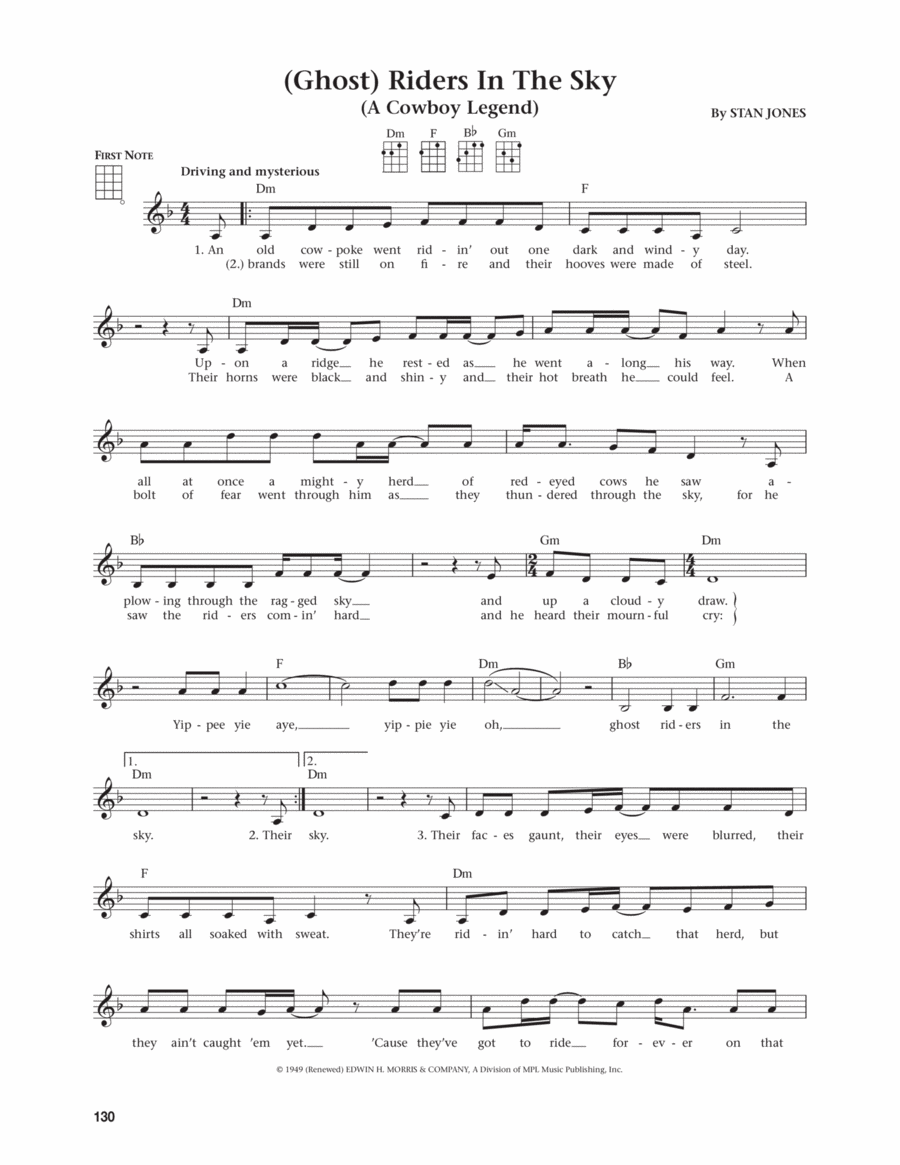 (Ghost) Riders In The Sky (A Cowboy Legend) (from The Daily Ukulele) (arr. Jim Beloff) Ukulele scores gallery preview page 1