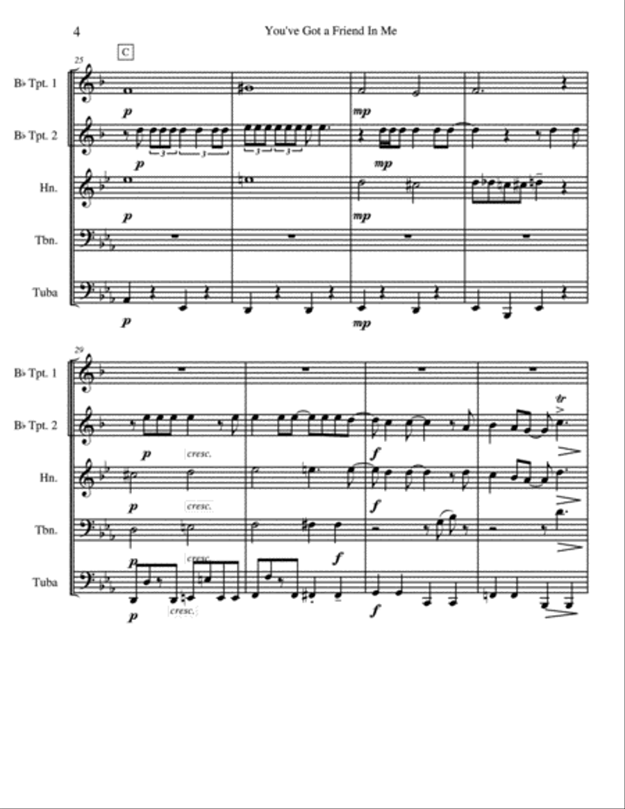 You've Got A Friend In Me Brass Quintet scores gallery preview page 5