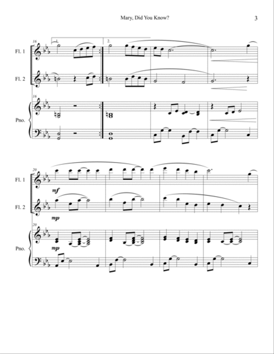 Mary, Did You Know? Woodwind Duet scores gallery preview page 3