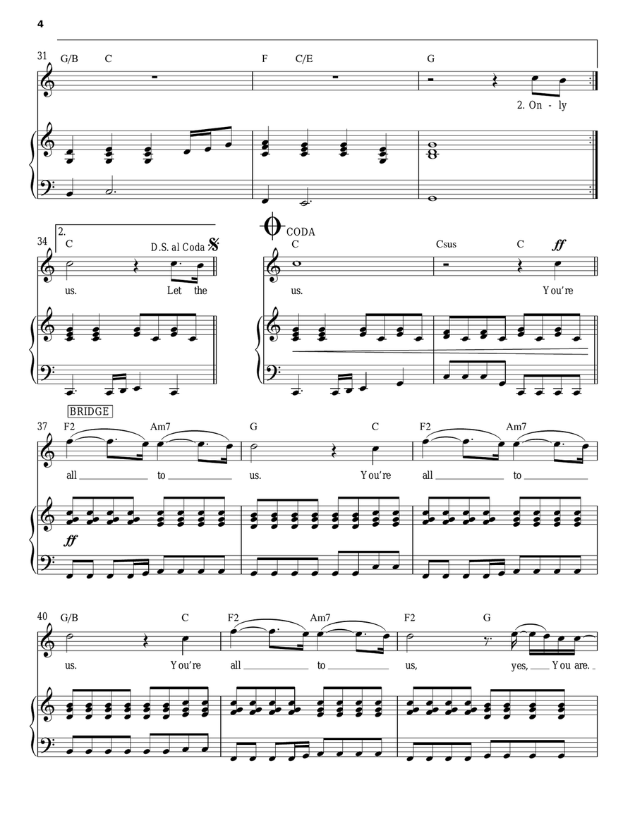 All To Us All To Us Piano, Vocal, Guitar scores gallery preview page 4