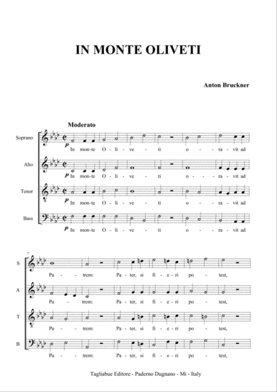 IN MONTE OLIVETI - WAB 17 - Bruckner - For SATB Choir 4-Part scores gallery preview page 2