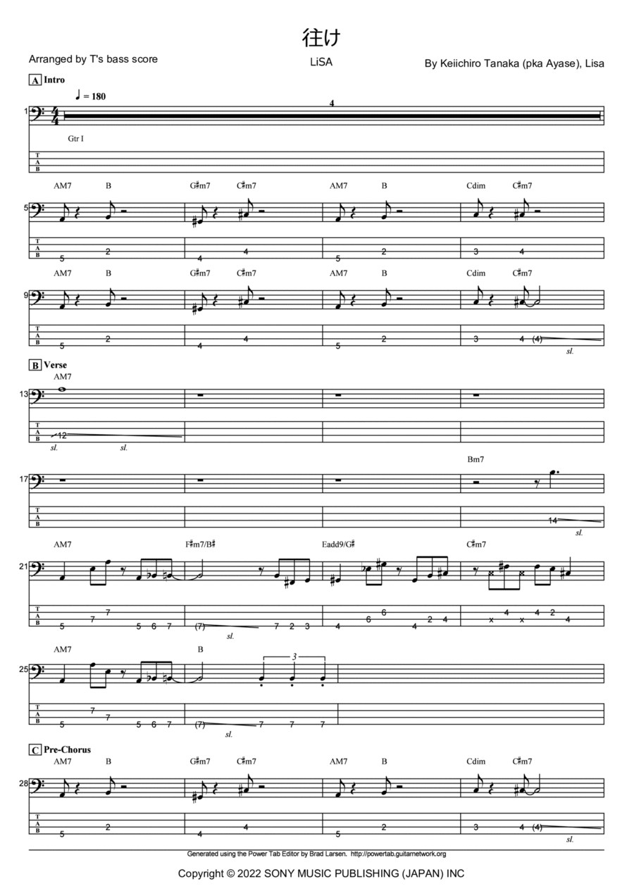 Yuke Bass Guitar scores gallery preview page 1