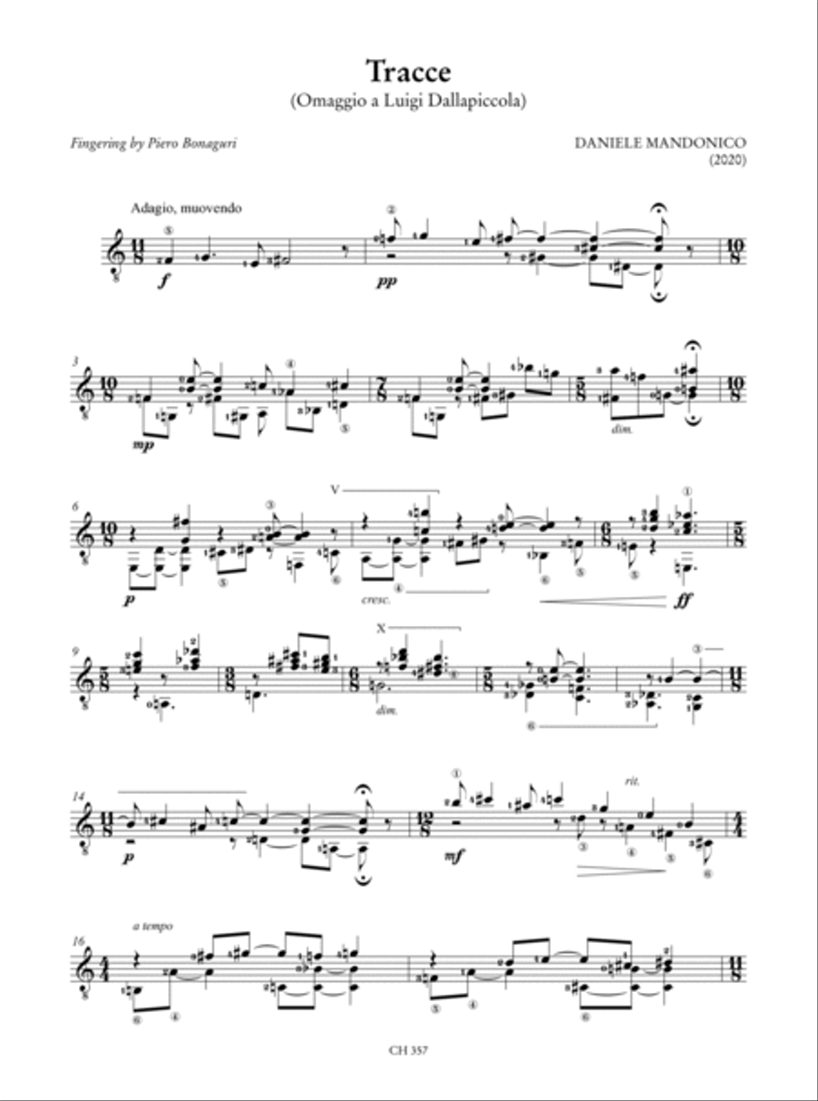 Homage to Luigi Dallapiccola. An Anthology of Contemporary Music for Guitar (Cattaneo, Cebic, Gambelli, Mandonico, Reghezza, Simoni, Spazzoli, Vezzoli). Preface by Mario Ruffini Acoustic Guitar scores gallery preview page 5