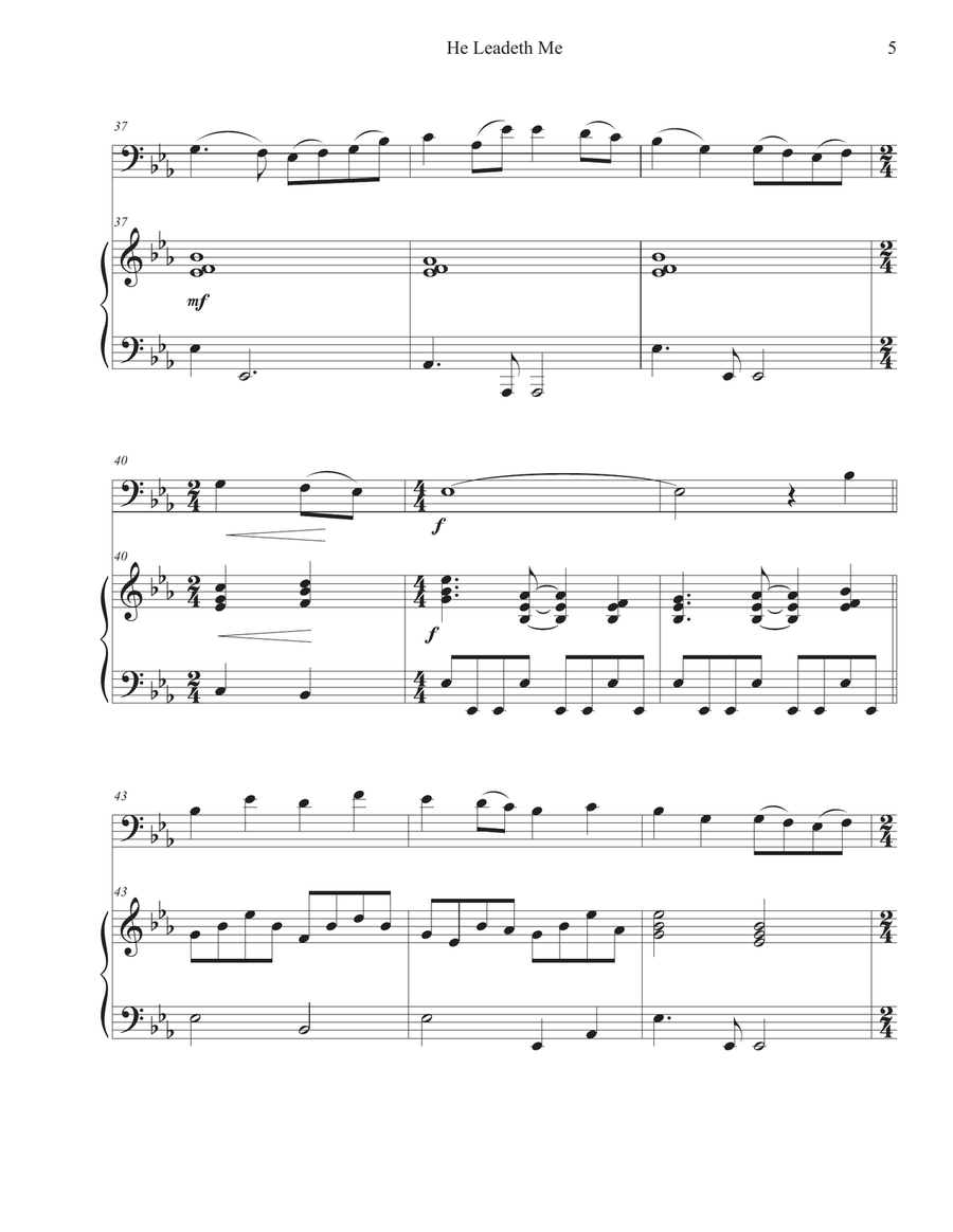 He Leadeth Me (Cello-Piano) Piano scores gallery preview page 5