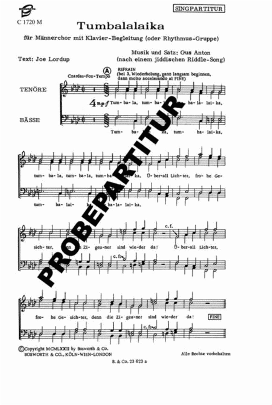 Tumbalalaika Men's Choir scores gallery preview page 1