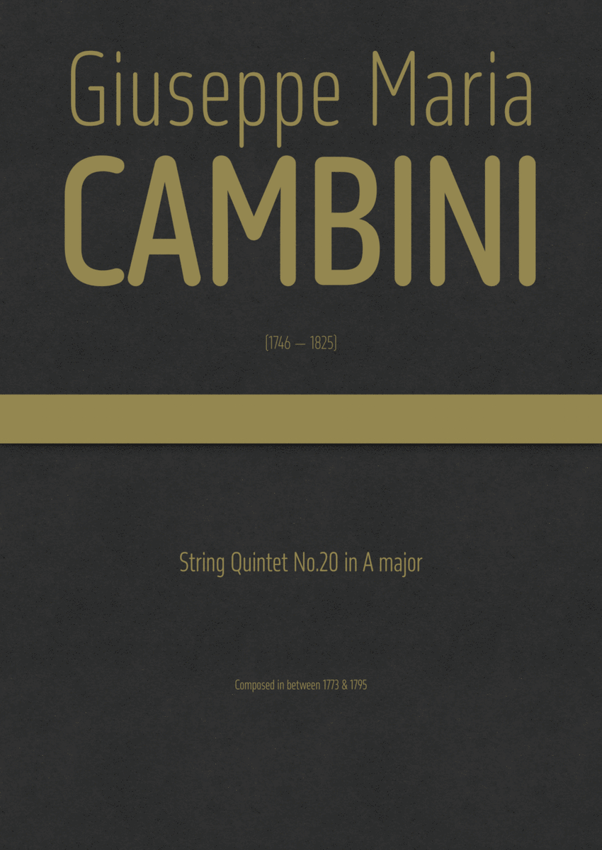 Cambini - String Quintet No.20 in A major image number null