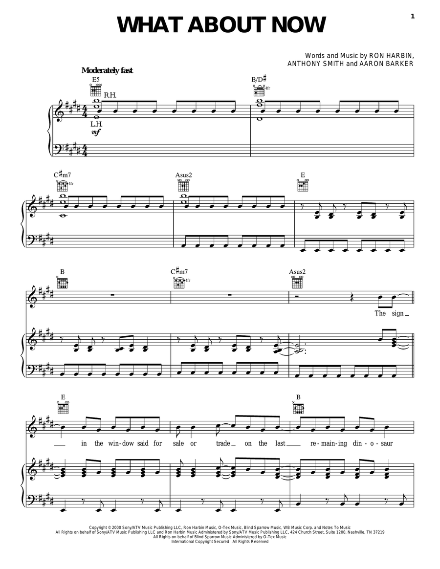 What About Now What About Now Piano, Vocal, Guitar scores gallery preview page 1