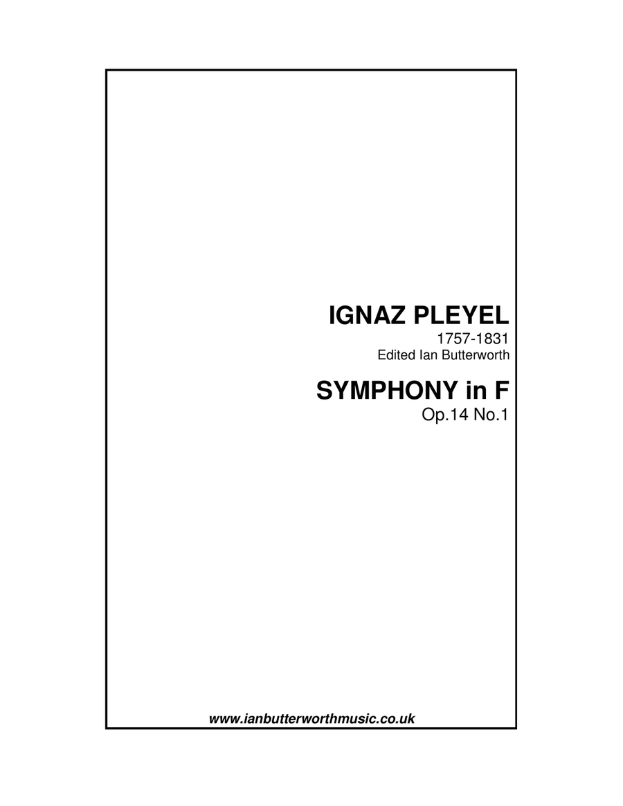 PLEYEL (1757-1813) Symphony No.1 in F Op.14 No.1 Chamber Orchestra scores gallery preview page 1