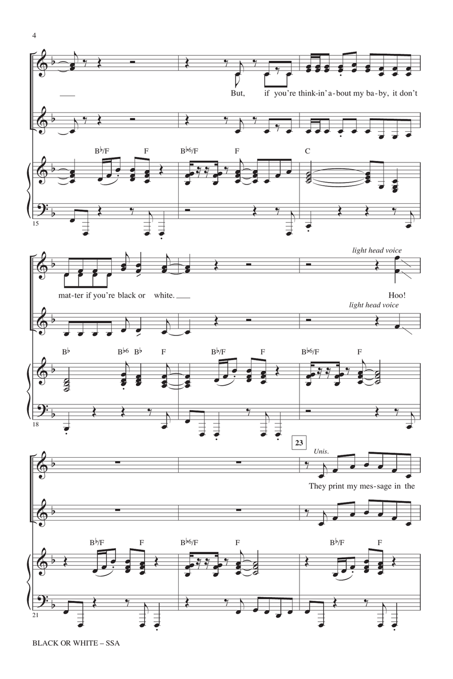 Black Or White (arr. Kirby Shaw) SSA scores gallery preview page 3