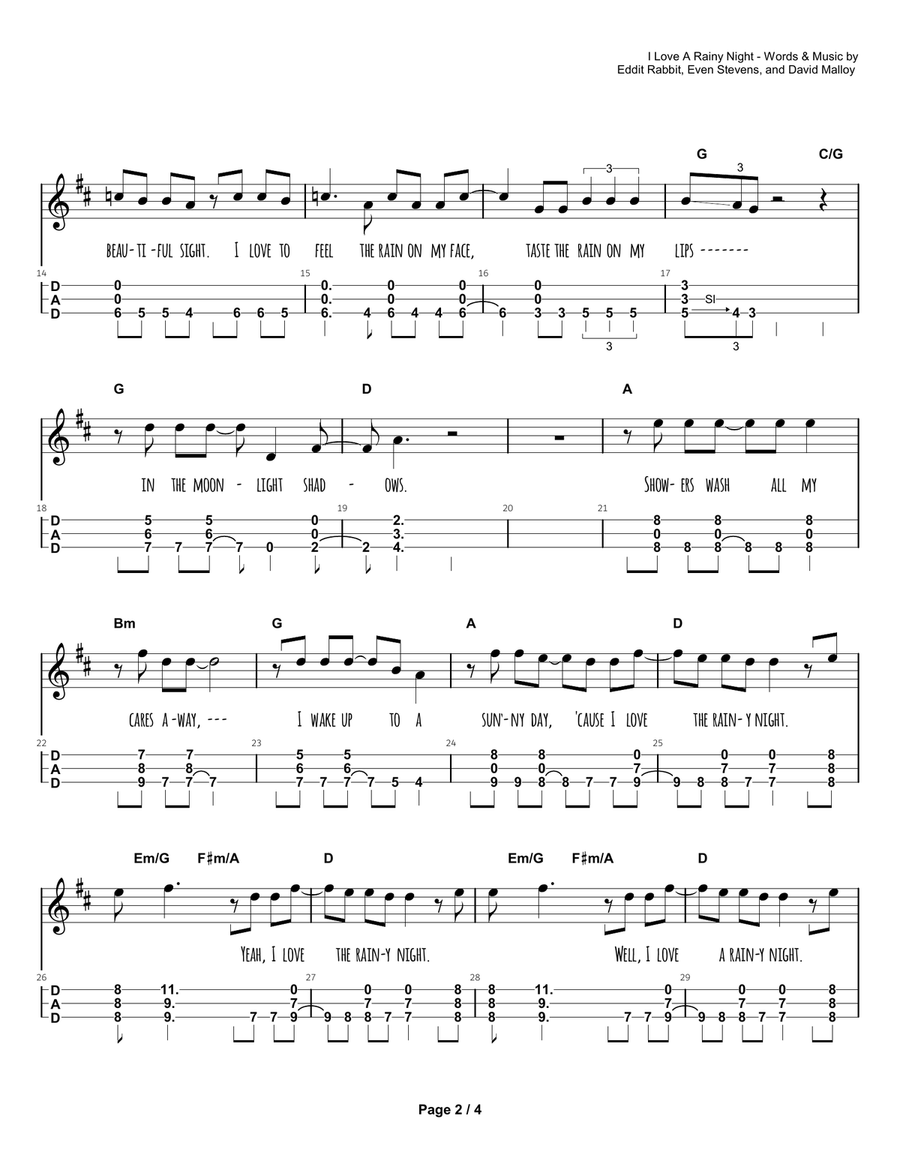I Love A Rainy Night Dulcimer scores gallery preview page 3