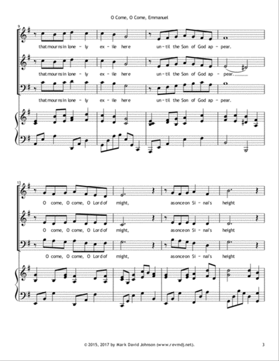 O Come, O Come, Emmanuel 3-Part scores gallery preview page 3