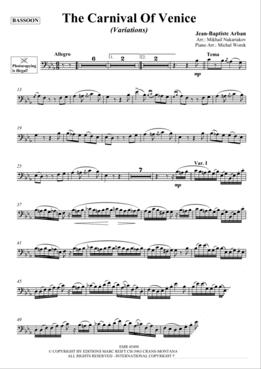 The Carnival Of Venice The Carnival Of Venice Bassoon Solo scores gallery preview page 3
