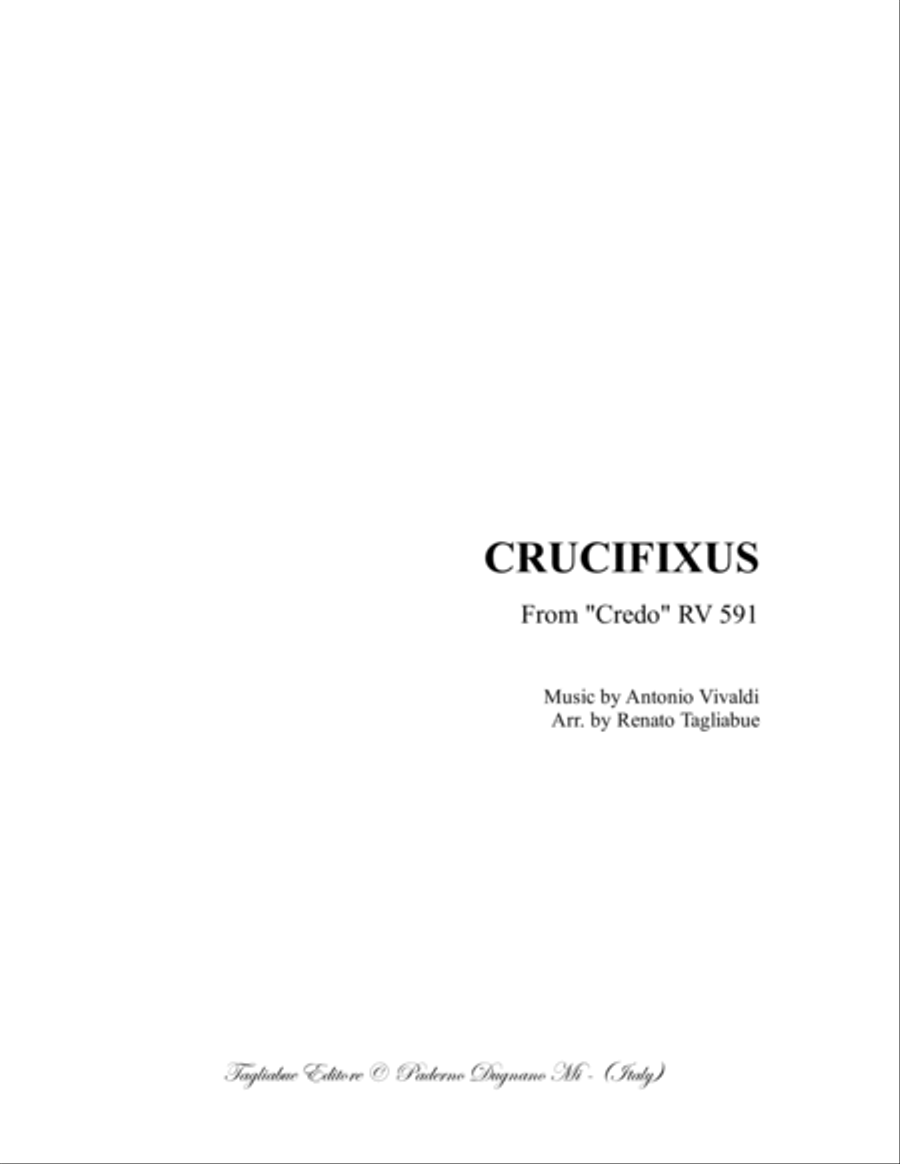 VIVALDI - CRUCIFIXUS (From Credo RV 591) Arr. for SATB Choir and Organ 4-Part scores gallery preview page 1