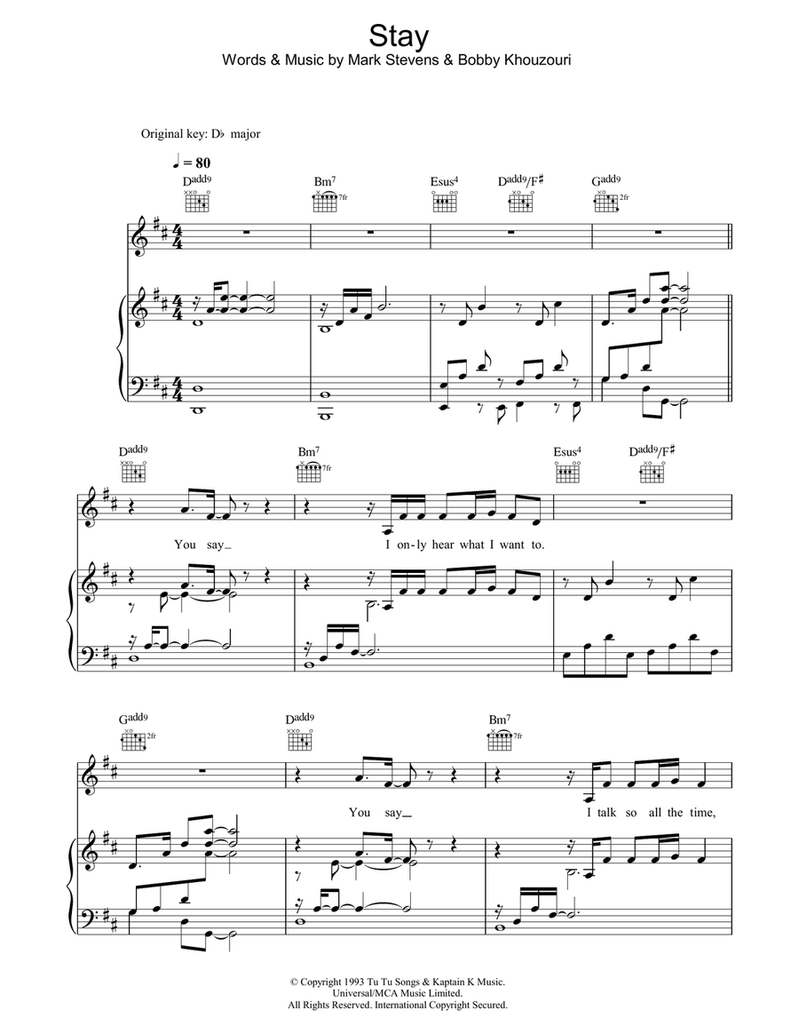 Stay Acoustic Guitar scores gallery preview page 1