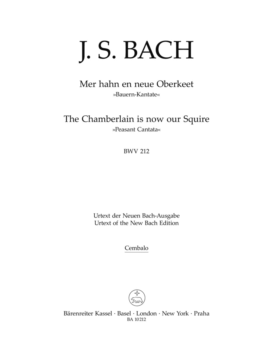 The Chamberlain is now our Squire BWV 212 'Peasant Cantata' Harpsichord scores gallery preview page 1