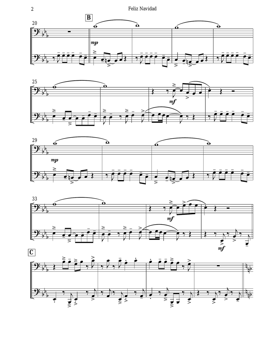 Feliz Navidad Brass Duet scores gallery preview page 2