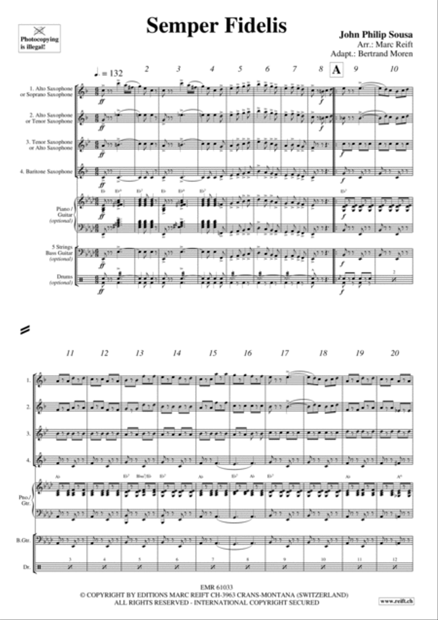 Semper Fidelis Semper Fidelis Saxophone Quartet scores gallery preview page 3