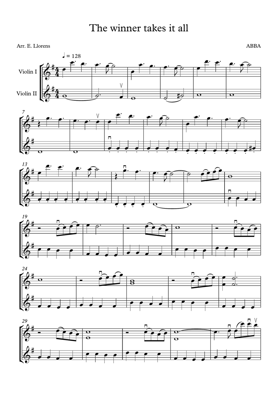The Winner Takes It All String Duet scores gallery preview page 1