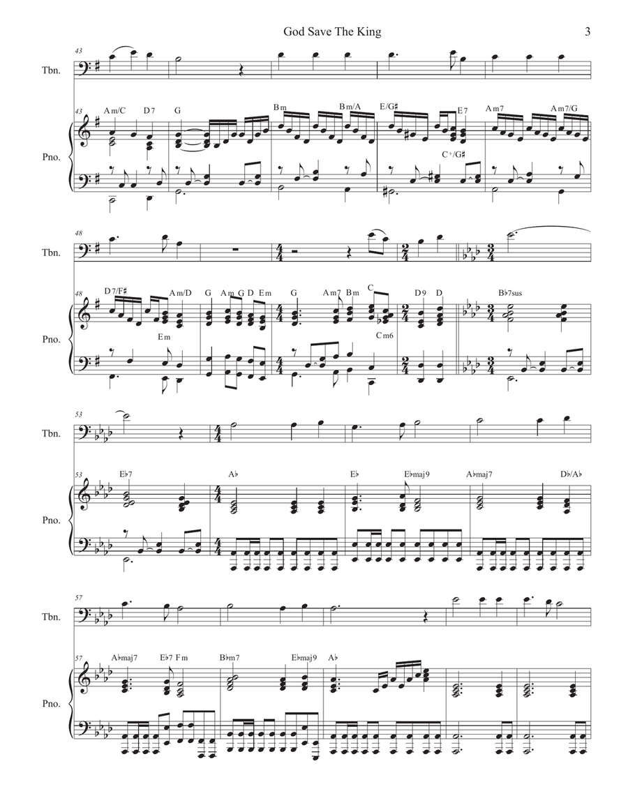 God Save The King (Trombone solo and Piano) Piano scores gallery preview page 3