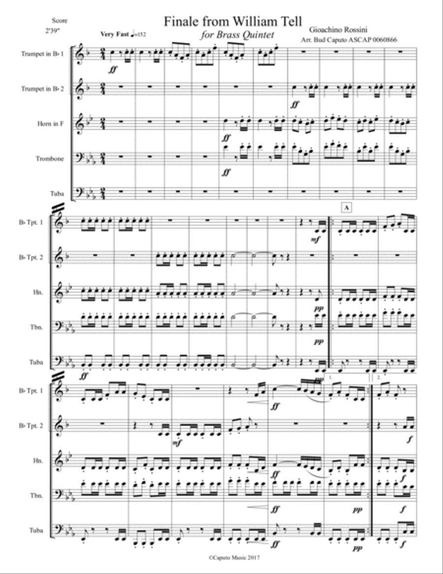 Overture from William Tell-the Gallop- for Brass Quintet Brass Quintet scores gallery preview page 2