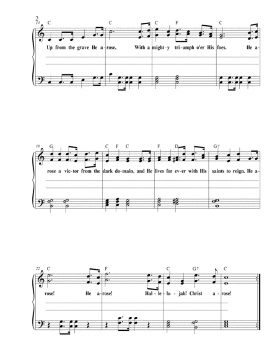 Low in the Grave He Lay (Christ Arose) and Christ the Lord Is Risen Today - Two Beautiful Easter Hym Easy Piano scores gallery preview page 3