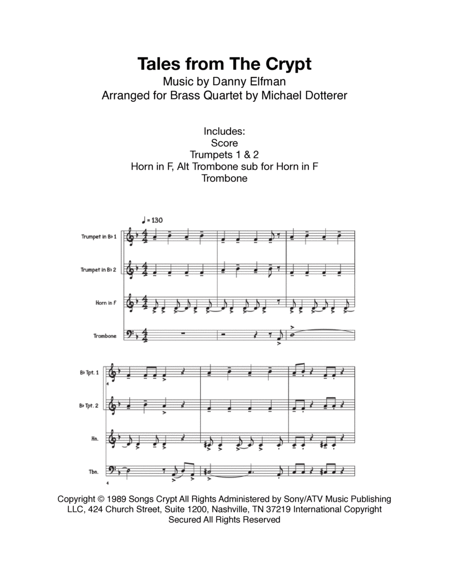 Tales From The Crypt Theme Horn scores gallery preview page 1