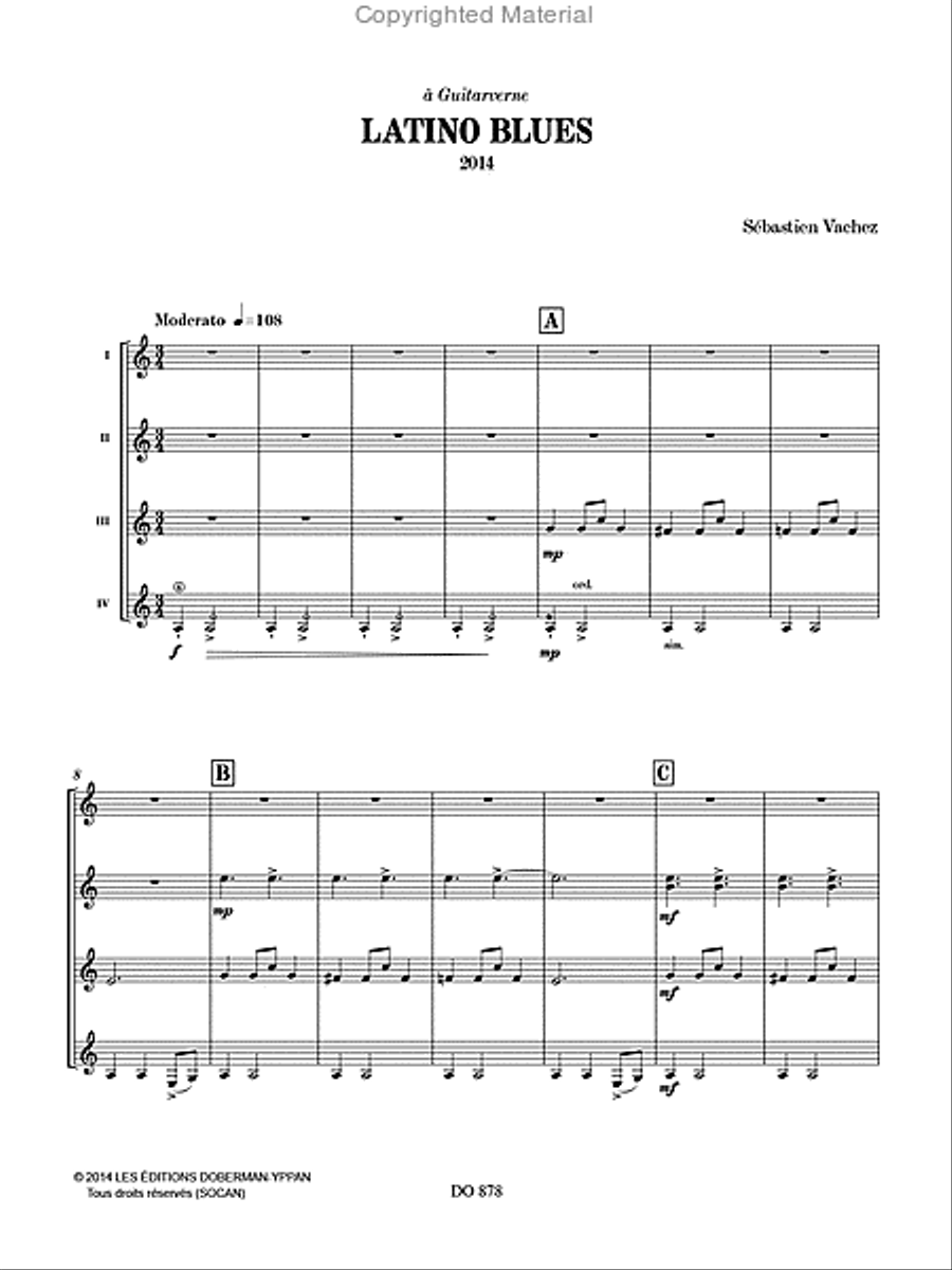 Latino Blues Latino Blues Guitar Ensemble scores gallery preview page 2