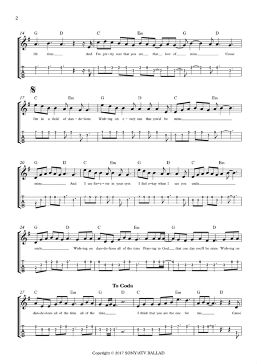 Dandelions Ukulele scores gallery preview page 2