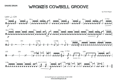 WRONZIS COWBELL GROOVE Street Cadence Marching Band - Digital Sheet Music