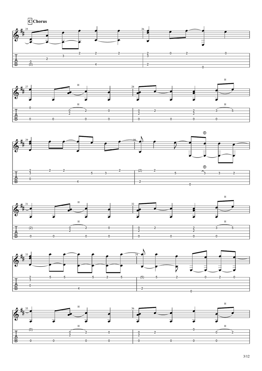 Fire And Rain Guitar Tablature scores gallery preview page 3