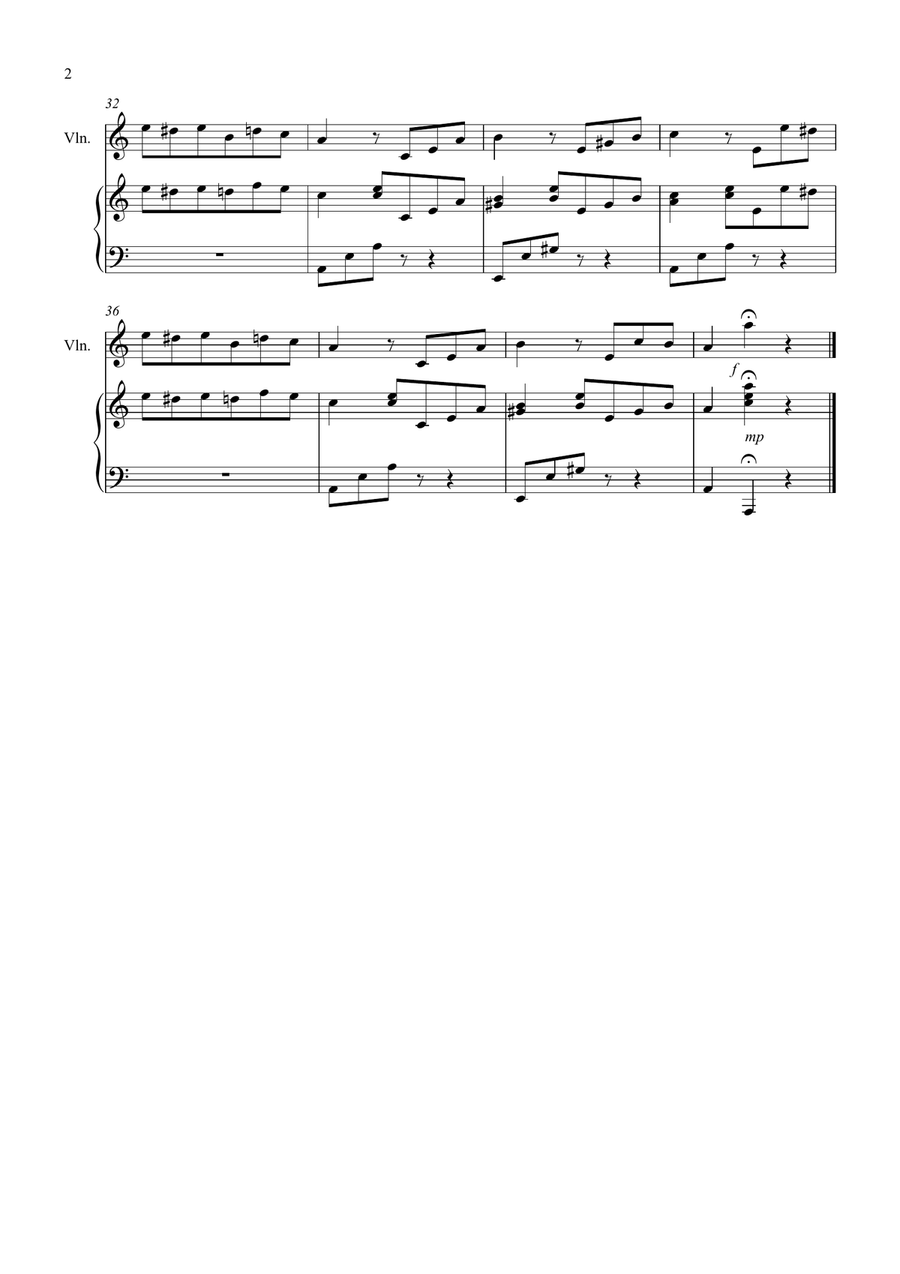 Fur Elise for Violin and Piano Violin Solo scores gallery preview page 2