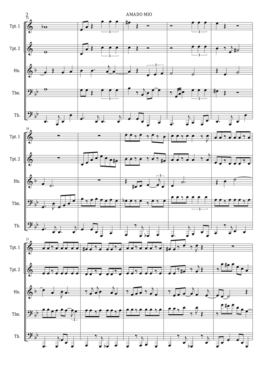 Amado Mio Amado Mio Brass Ensemble scores gallery preview page 4