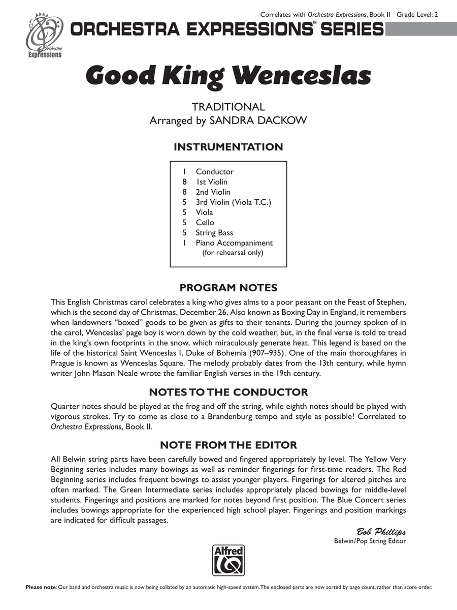 Good King Wenceslas: Score