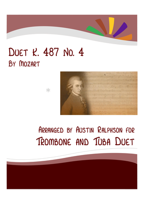 Book cover for Mozart K. 487 No. 4 - trombone and tuba duet / euphonium and tuba duet