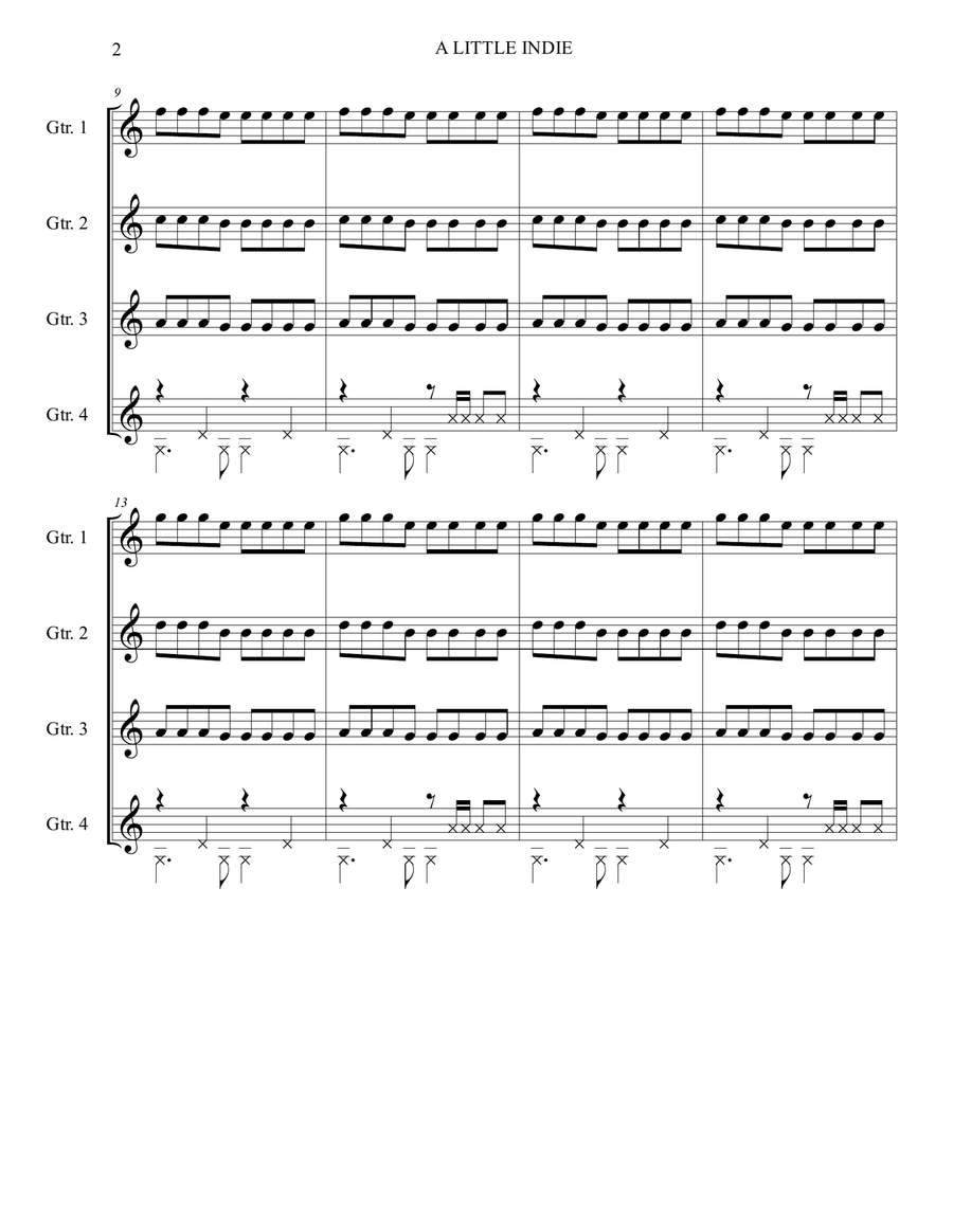 A LITTLE INDIE (ROCK)- Guitar Ensemble Guitar Ensemble scores gallery preview page 4