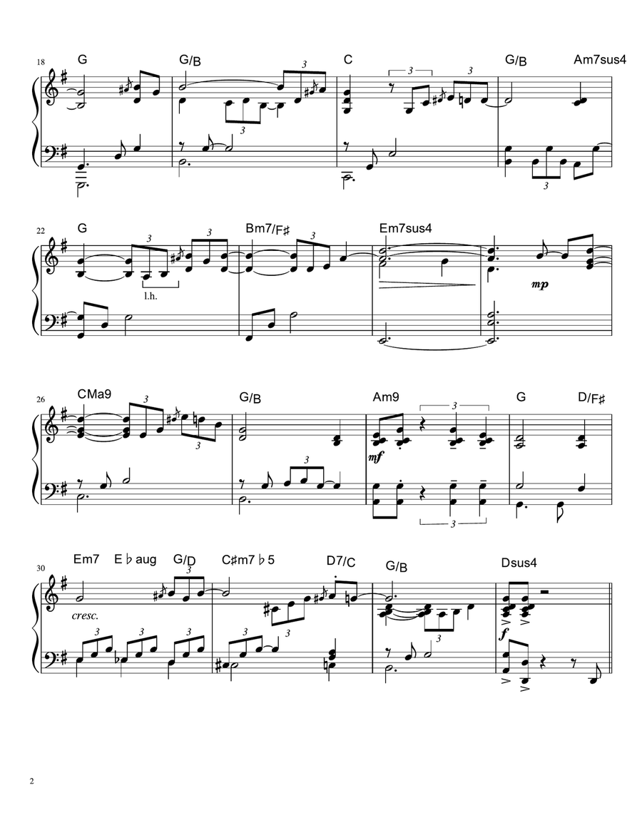 Amazing Grace Jazz Version Piano Solo scores gallery preview page 3