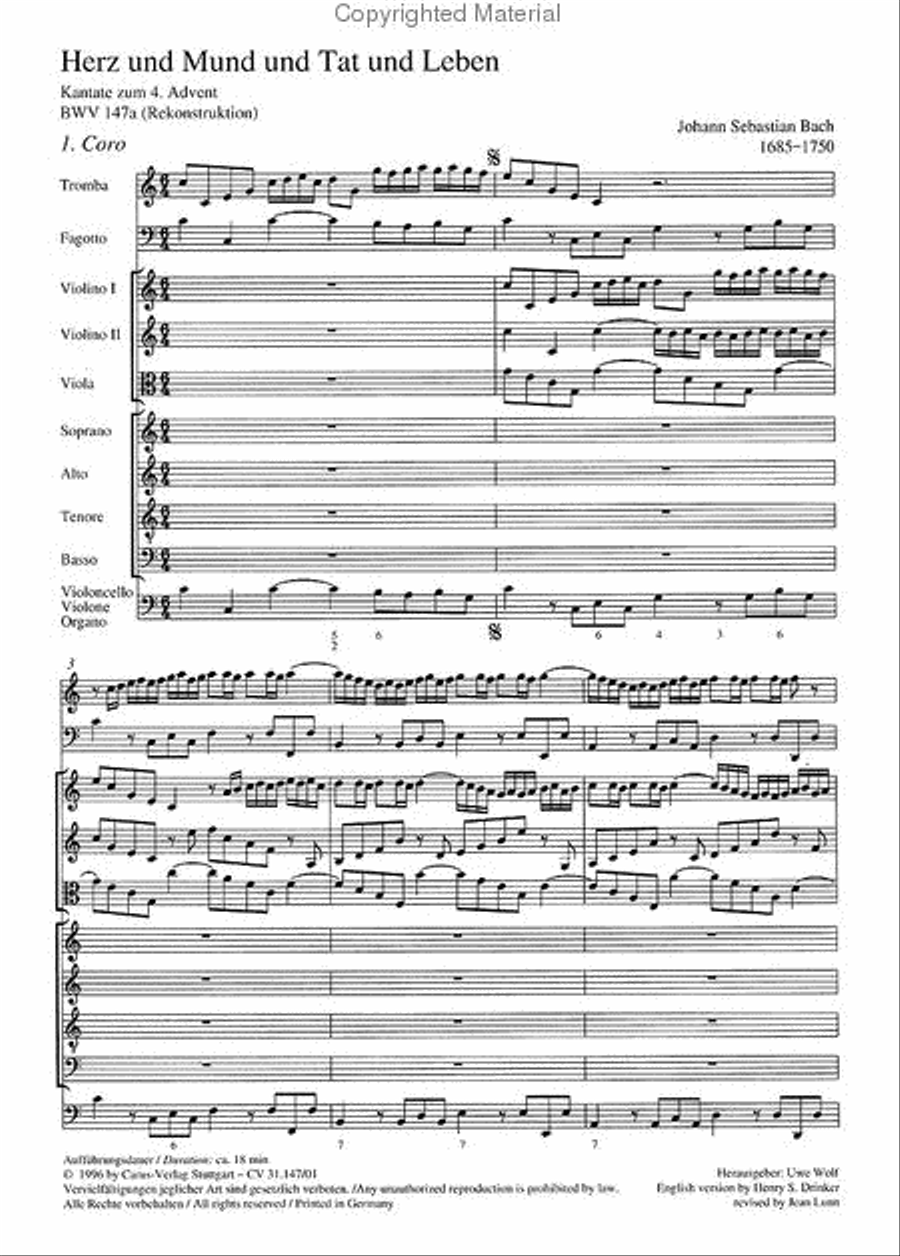 Heart and mouth and thought and action (Herz und Mund und Tat und Leben) 4-Part scores gallery preview page 2