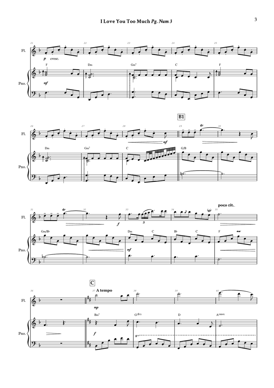 I Love You Too Much Woodwind Duet scores gallery preview page 3