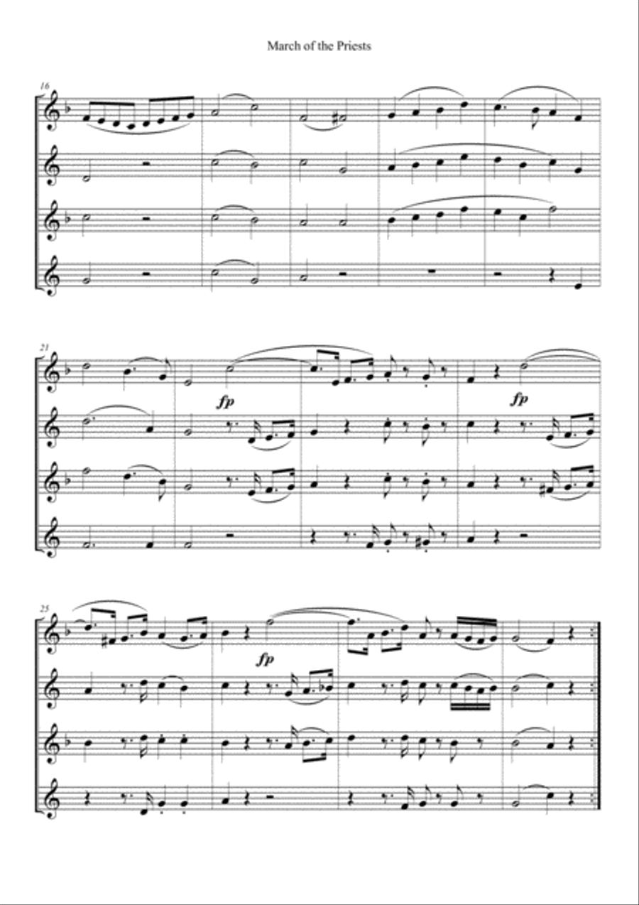 MARCH OF THE PRIESTS (from The Magic Flute by W. A. Mozart) - for Saxophone Quartet Saxophone Quartet scores gallery preview page 3