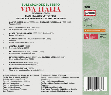 Siobhan Stagg & Blechblaserquintett des Deutschen Symphonie-Orchesters Berlin: Su le sponde del Tebro - Viva Italia
