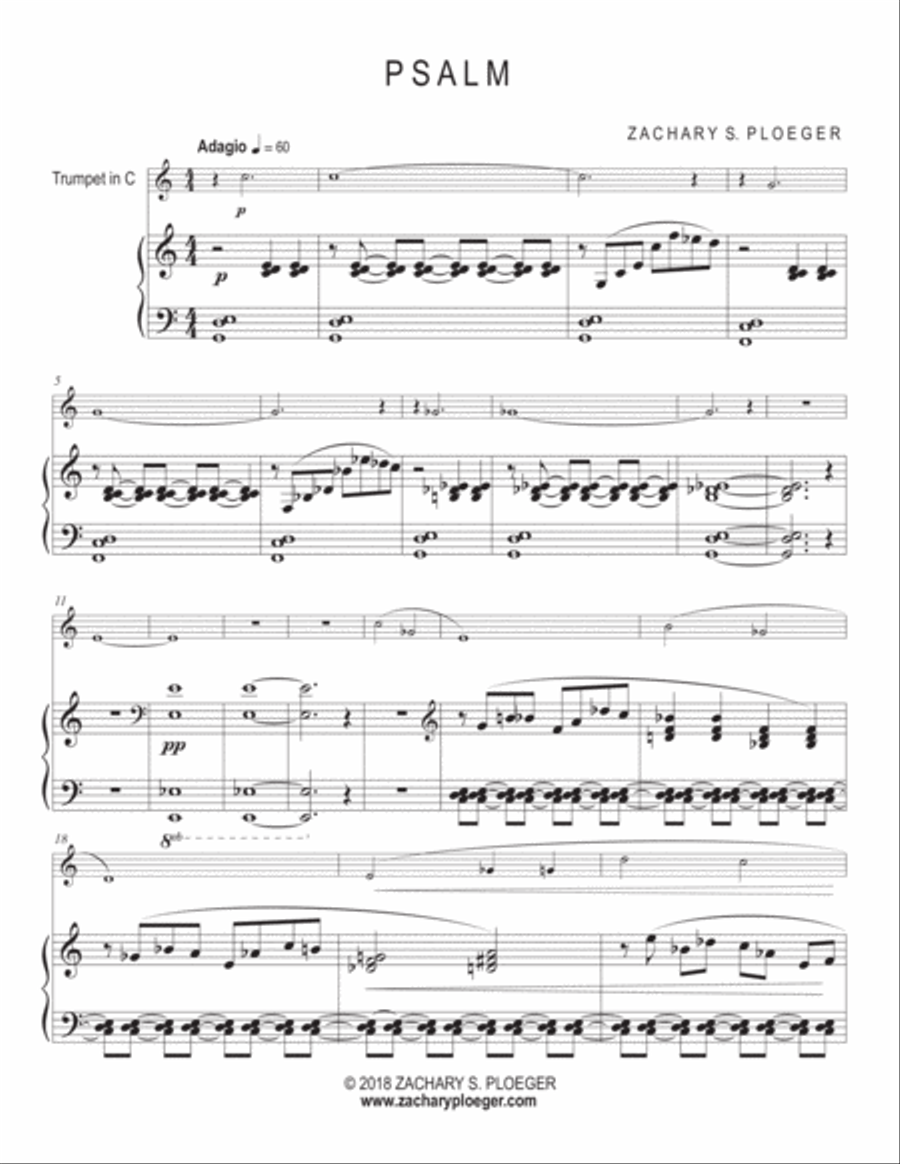 Psalm for Trumpet and Piano Trumpet Solo scores gallery preview page 3